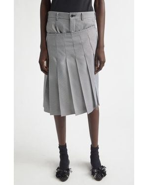 Comme des Garçons Pleated Asymmetric Houndstooth Check Skort - Gray