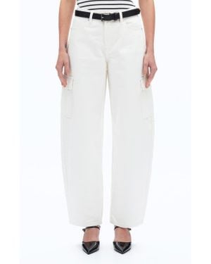 Bayeas Low Rise Barrel Cargo Jeans - White