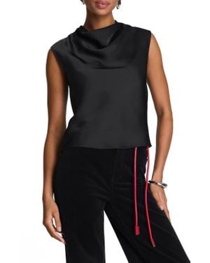 Spanx Cowl Neck Satin Top - Black