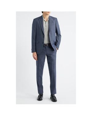 AllSaints Rawdon Slim Fit Wool Tick Weave Peak Lapel Suit - Blue