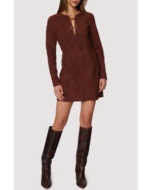 Lost + Wander Fall Enchantment Long Sleeve Faux Suede Minidress - Red