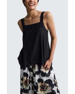 Luukaa Lorena Minimalist Square-Neck Top - Black