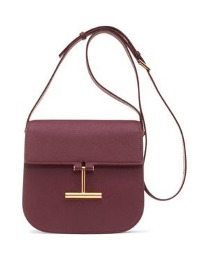 Tom Ford Mini Tara Grained Leather Crossbody Bag - Purple