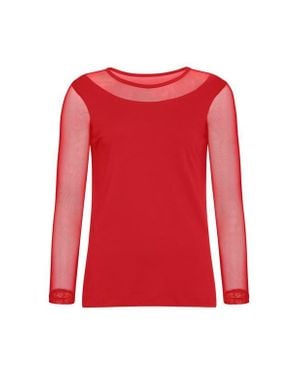 Anatomie Kim Mesh-Sleeve Top - Red
