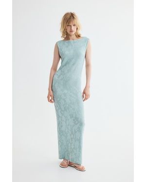 H&M Cowl-Back Jacquard-Jersey Dress - Blue