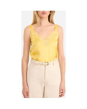 Cami NYC Amora Lace Trim Silk Charmeuse Camisole - Yellow