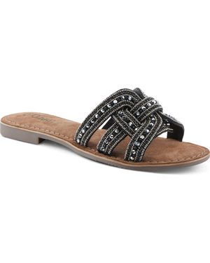 AZURA BY SPRING STEP Poshco Beaded Slide Sandal - Brown