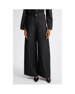OSSOU Slick High Waist Wide Leg Jeans - Black