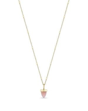 Zoe Chicco 14K Opal Bullet Pendant Tiny Bar & Cable Chain Necklace - White
