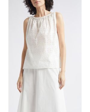 Posse Harriet Eyelet Boat Neck Top - White