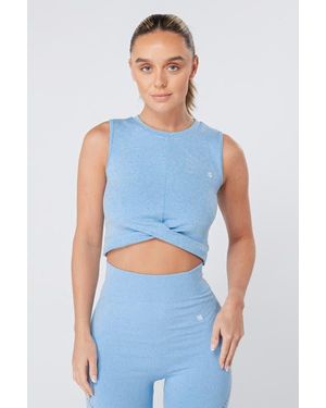 Twill Active Recycled Seamless Marl Laser Cut Vest - Blue
