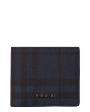 Burberry Check Coated Canvas Bifold Wallet - Blue