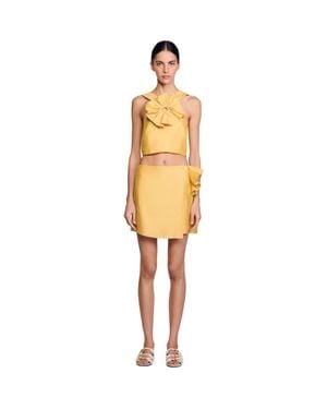 Sandro Short Skirt With Ruffled Detail - Yellow
