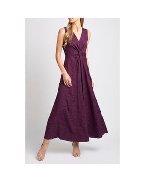 Halogen® Front Knot Jacquard Maxi Dress - Purple
