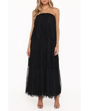 Petal & Pup Bloom Strapless Lace Maxi Dress - Black