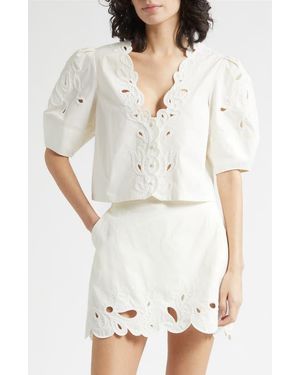 Cinq À Sept Paisley Bloom Embellished Bellara Top - White
