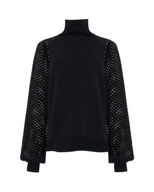 eem Mesh Sleeve Knitted Sweater - Black