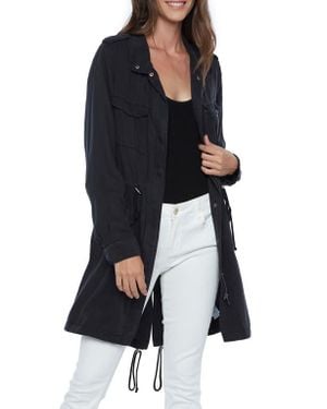 Wash Lab Denim Road Trim Split Hem Zip-Up Jacket - Black