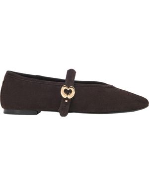 Maje Suede Ballet Flats - Brown