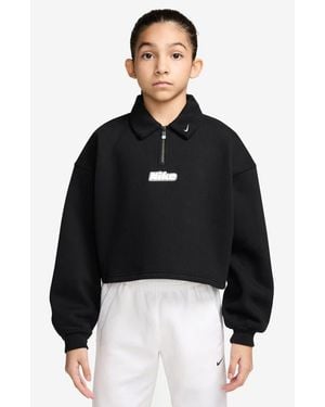 Nike Kids' Studio Fleece Quarter Zip Pullover - Black