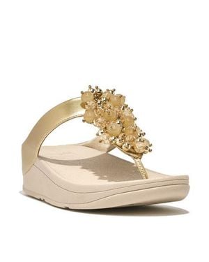 Fitflop Fino Bauble-Bead Toe-Post Sandals - Metallic