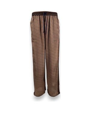 Monzlapur Embossed Botanical Crepe Pant - Brown