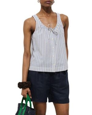Alex Mill Sidney Stripe Sleeveless Linen Button-Up Top - Blue