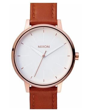 Nixon 'The Kensington' Leather Strap Watch, 37Mm - Gray