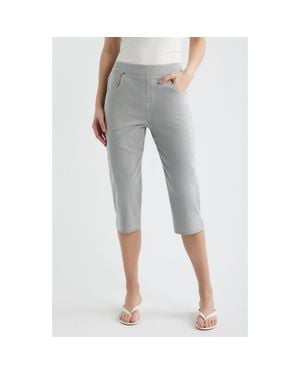 Hue Spring Stripe Petal Pusher Capri Pants - Gray