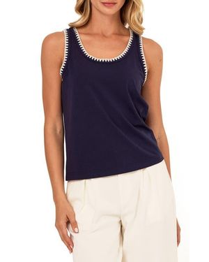 Threads For Thought Genevieve Contrast Trim Tank - Blue