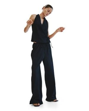 H&M Textured Drawstring Pants - Blue