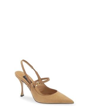 Dolce & Gabbana Pointed Toe Slingback Pump - Natural