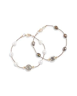 Isshi Desnuda Set Of 2 Station Bracelets - White