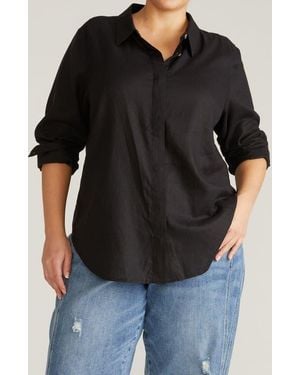 UNIVERSAL STANDARD Elbe Long Sleeve Button-Up Shirt - Black