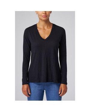 Franne Golde Slub Jersey Long Sleeve Tee - Blue