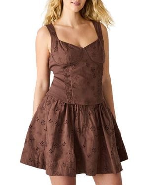 Steve Madden Dixie Embroidered Sleeveless Minidress - Brown