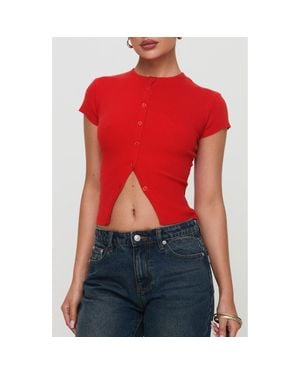 Princess Polly Suzu Split Hem Top - Red
