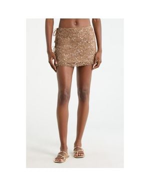 Kulani Kinis Sequin Double Tie Cover-Up Miniskirt - Brown
