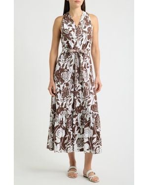 Lilly Pulitzer Wisteria Tie Waist Sleeveless Maxi Dress - White