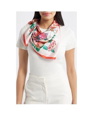 Echo Floral Bouquet Silk Square Scarf - Pink