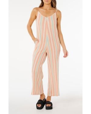 Rip Curl Surf Stripe Wide Leg Jumpsuit - Natural