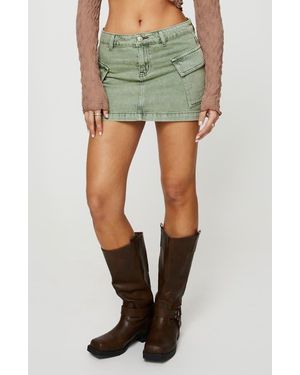 Princess Polly Zakai Denim Cargo Miniskirt - Green