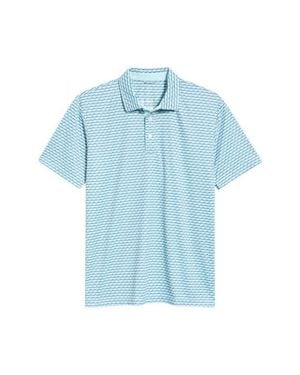 Swannies Valley Geo Print Performance Golf Polo - Blue
