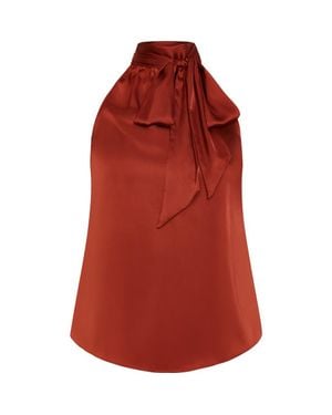 City Chic Eileen Sleeveless Satin Top - Red