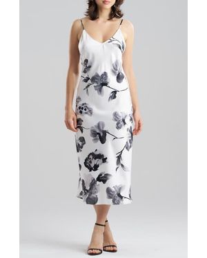 Natori Aurelia Floral Charmeuse Nightgown - White