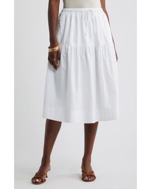Caslon Drop Waist Poplin Midi Skirt - White