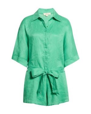 Elan Linen Cover-Up Romper - Green