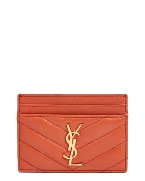 Saint Laurent Cassandra Matelassé Leather Card Case - Orange