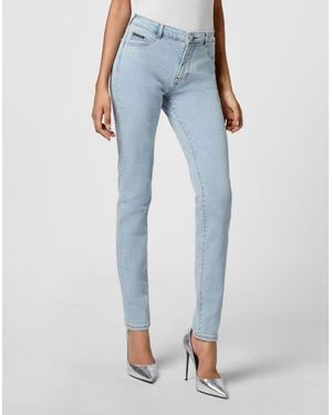 Philipp Plein Denim High Waist Jegging - Blue