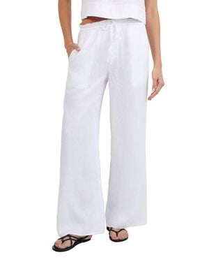 Bella Dahl Ruffle Waist Wide Leg Linen Pants - White